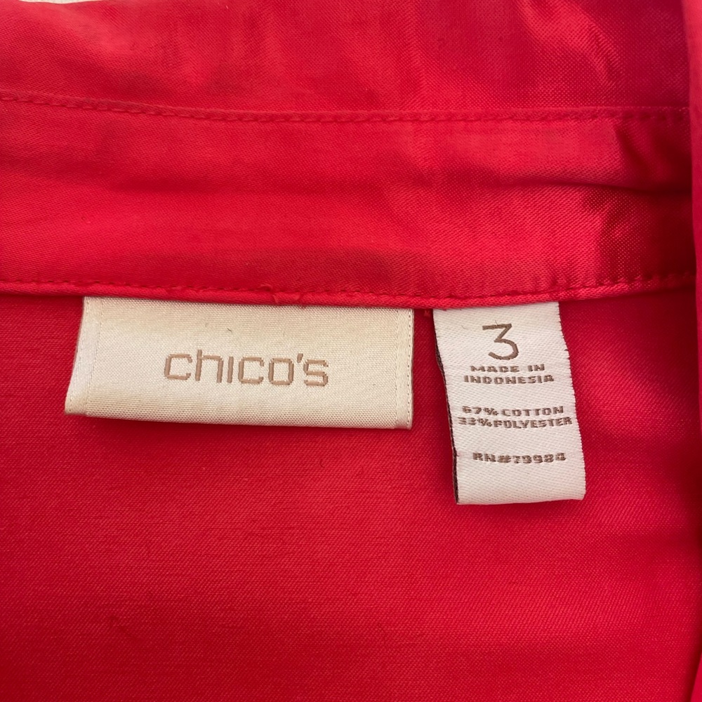 Chico’s sporty satin red long sleeve jacket size 3 - Picture 9 of 16
